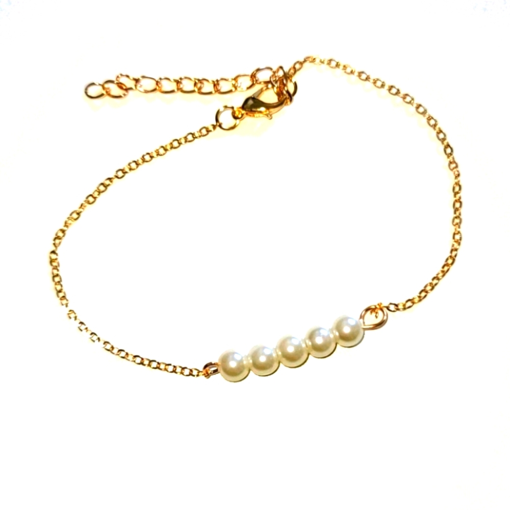 Vintage Gold W/ Pearl Strand Anklet/Bracelet